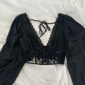 Zara black lace crop top
